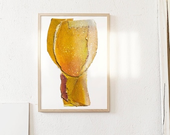 Sol Cintilante - Impressão de Arte Abstrata em Amarelo Quente para Parede, Decoração Minimalista de Verão em Tamanho Grande