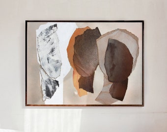 Earth Track - Abstract Neutral Art Print in Beige, Brown, Cream and Orange, Minimalist Earthy Wall Art Decor, Large Print of Original