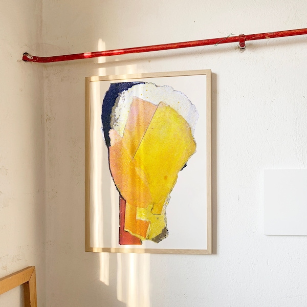On The Way To The Sun - Large Bright Yellow Abstract Print, Contemporary Vibrant Wall Art, Summer Painting