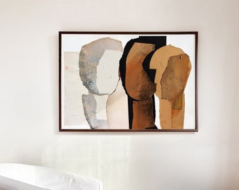 Opportunities - Large Black, Brown and Beige Abstract Art Print of Original Artwork. Extra Large Neutral Wall Decor