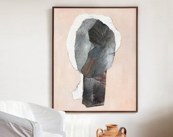 Courage - Abstract Pink Gray Wall Art Print of Original Contemporary Painting, Modern Large Scale Living Room Art, Trendy Aesthetic artwork