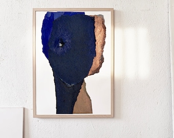 Lady Of The Night - Abstract Navy Blue Art Print, Minimalist Female Wall Art Painting, Modern Woman Art