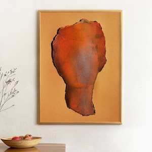 Grace - gicleeprint van origineel schilderij vrouw, grote maximalistische muurkunst in verbrand oranje en perzik, trendy woonkamerdecor