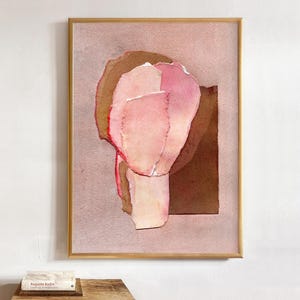 Modern Pink, Beige and Brown Painting Print, Extra Large Abstract Wall Art for Living Room, Contemporary Home Decor