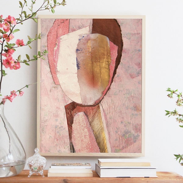 Like a Promise - Large Abstract Pink and Gold Wall Art Print, Positive Art, Modern Boho Wall Art Painting Decor, Feminine Gift