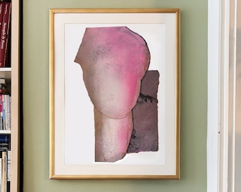 Growing - Abstract Pink Head Wall Art, Extra Large Statement Art Print in Rose and Soft Violet of Original