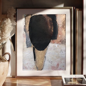 Paraíso Ardiente - Impresión de pintura facial abstracta oscura de obra de arte original, arte mural grande en negro y dorado, decoración de pared con un toque melancólico