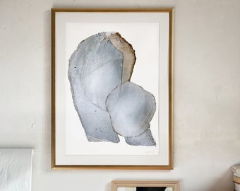 Cherished - Minimalist Portrait of Mama and Child, Fine Art Print of Original Painting, Abstract Motherhood Art, Mother's Day Gift