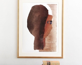 Brown Wall Art Collage, Earth Tone Giclee Print of Original Artwork, Large Unique Abstract Art