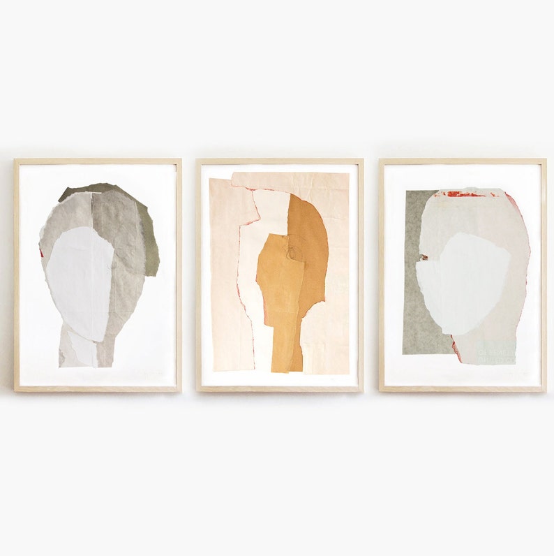 Neutral Abstract Gallery Wall Art, Set of 3 Prints in Beige, White, Light Grey, Modern Wall Decor Set, New Home Decor Gift image 5