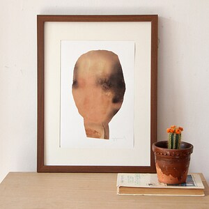 Large Rust Painting Print with Minimal Human Head, Warm Colors Abstract Art, Minimalist Decor, Copper Wall Art image 3