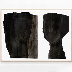 Alongside Minimalist Black and White Print, Bold Wall Art, Abstract Figure Painting, Contemporary Artwork image 3