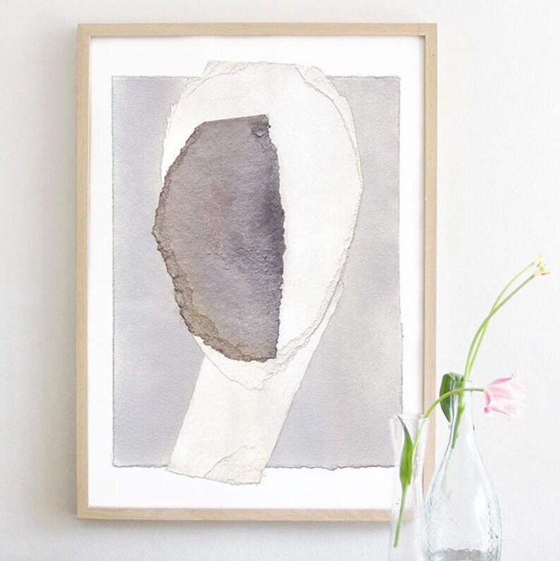 Gray and White Abstract Art, Modern Art Print, Simple Grey Home Decor Print, Neutral Wall Art, Minimalist Art Print image 7