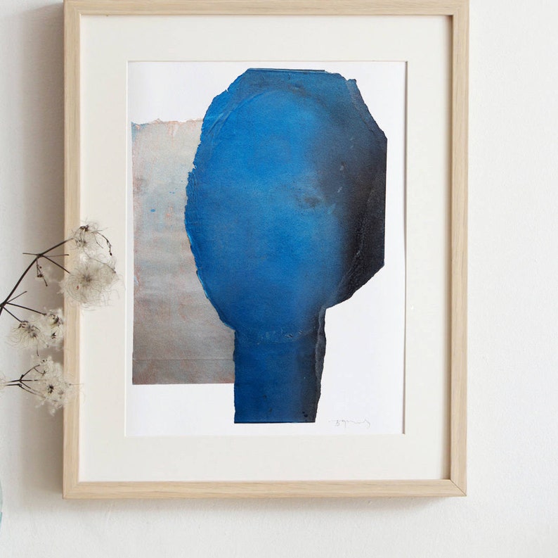 Abstract Blue Painting, Blue Wall Art, Living Room Decor, Chic Modern Art Print image 4