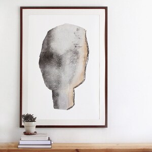 Abstract Gray Head, Large Modern Portrait Poster, Oversized Fine Art Giclee Print, Monochrome Wall Art