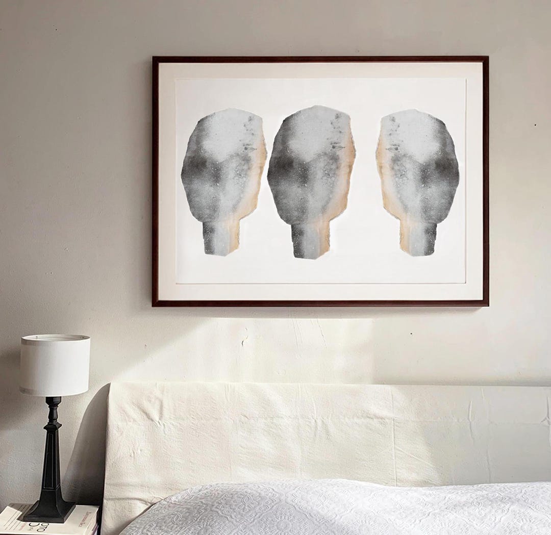 Grey Abstract People Art Print, Minimalist Home Decor Painting - Etsy