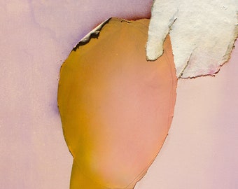 Hold Me ( On Pink Background ) - Art Print of Original Contemporary Painting, Pastel Pink and Orange Wall