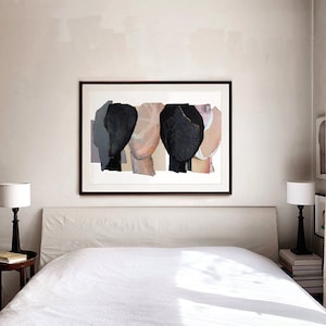 Rozebeige abstracte kunstprint – Minimalistische muurdecoratie