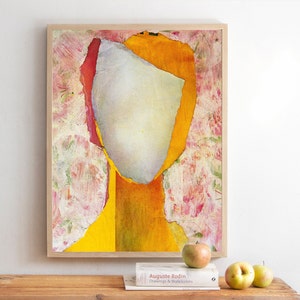 Summer Portrait - Abstract Yellow Art Print of Original Artwork, Large Bright Wall Art, Modern Trendy Print