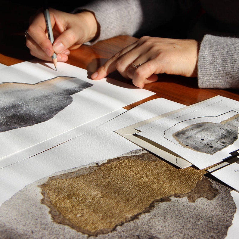 Abstract Mixed Media Charcoal Drawing Print Giclee Art Etsy