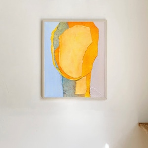 Serenity - Minimalist Bright Art Print, Large Abstract Yellow and Baby Blue Artwork, Modern Colorful Wall Art