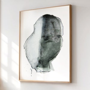 Large Modern Black and White Art Print of Original Abstract Drawing Portrait, Monochrome Face Wall Art