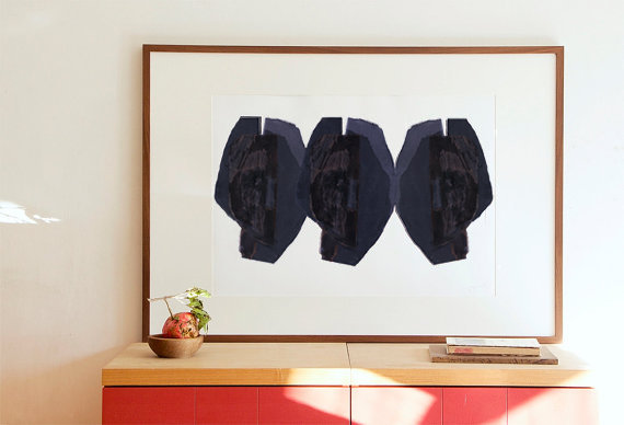 Large Wall Art Print with Abstract Heads, Fine Art Painting, Modern B…