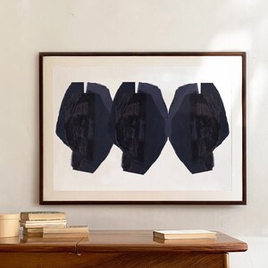 Black Abstract Heads Contemporary Minimalist Wall Art, Modern Art Painting, Large Art Print image 4