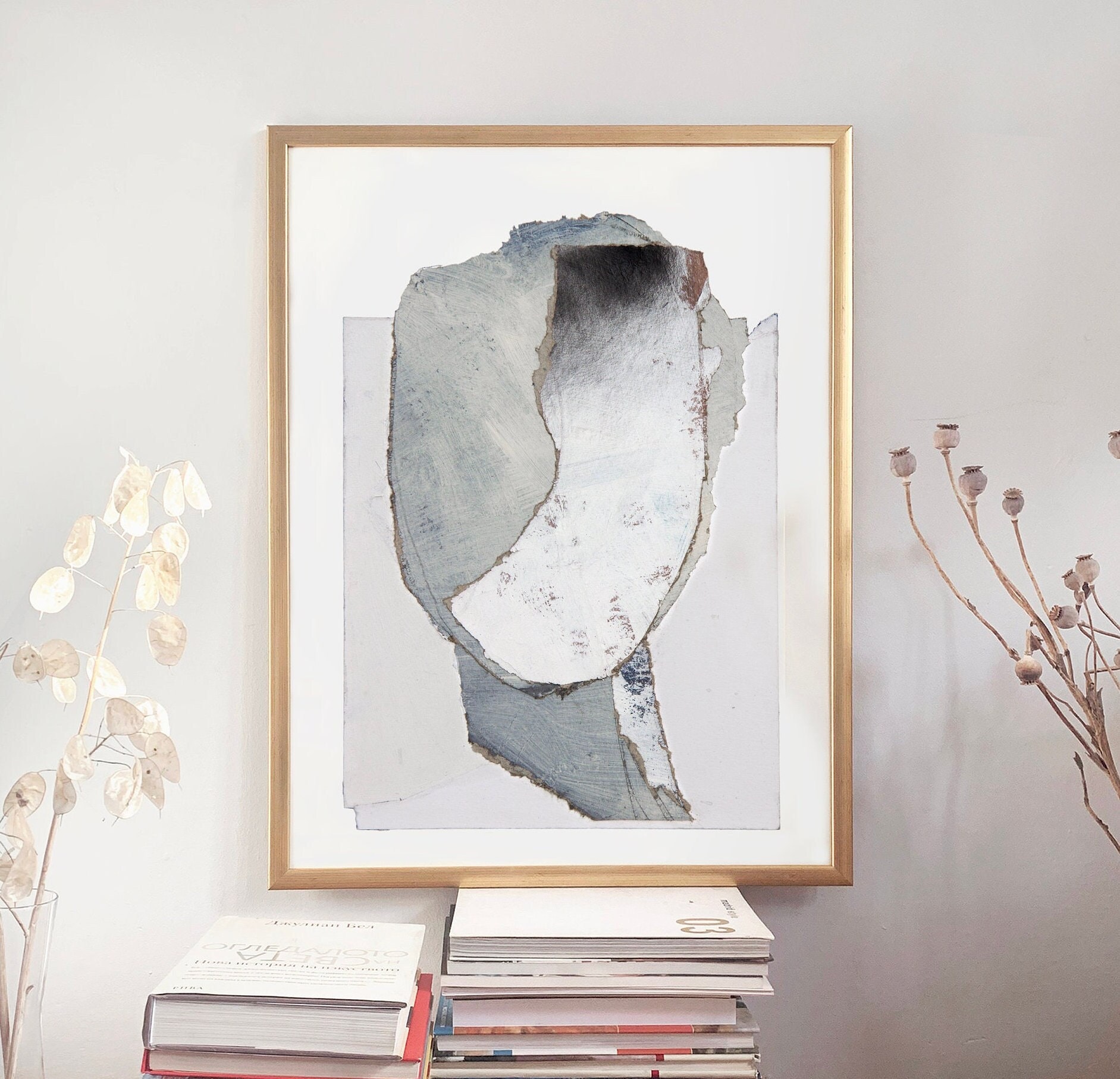 After the Storm - Large Calming White and Grey Art Print With