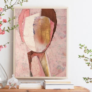 Like a Promise - Large Abstract Pink and Gold Wall Art Print, Positive Art, Modern Boho Wall Art Painting Decor, Feminine Gift