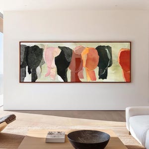 It's Alright - Stampa di un dipinto orizzontale lungo, grande opera d'arte astratta stretta, arte murale panoramica multicolore