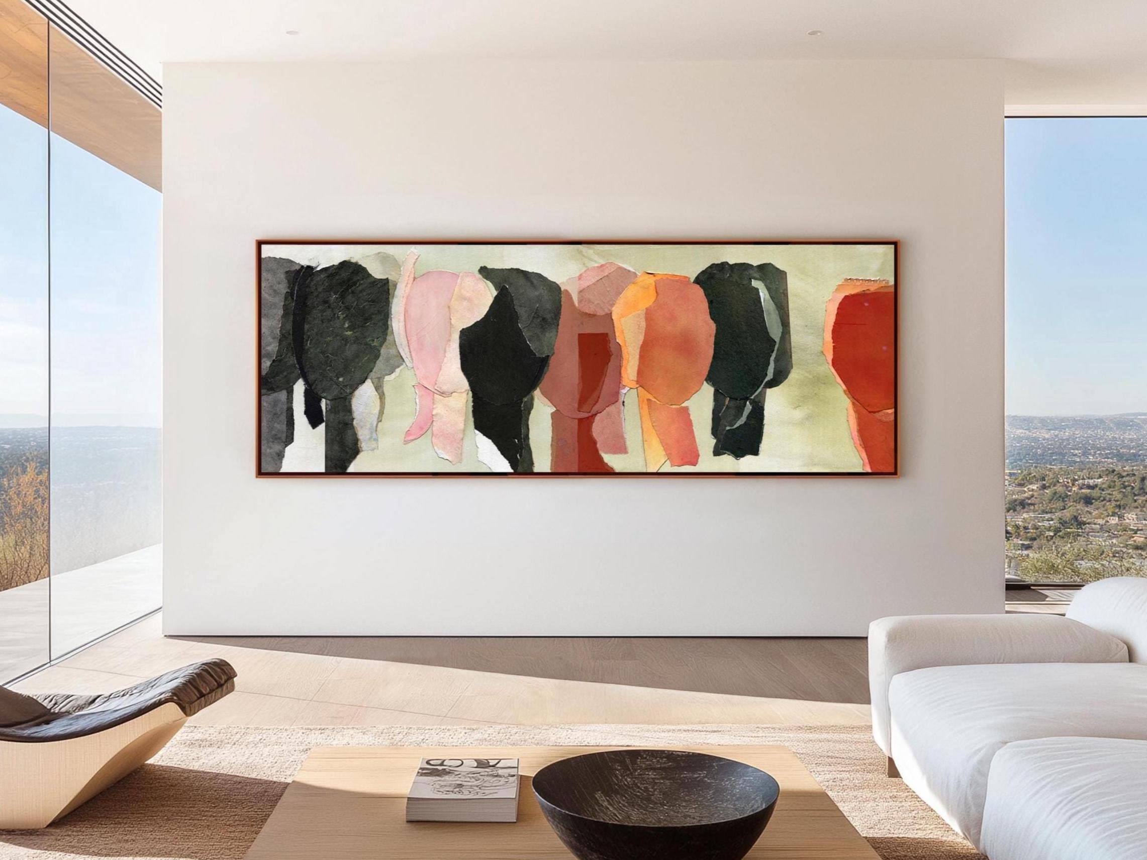 大丈夫 - 特大サイズの細長い抽象画、横長の絵画、パノラマ特大