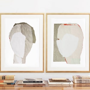 Minimal Cream and White Wall Art Set of 2 Prints, Sophisticated Decor for Living Room, Trendy Abstract Prints