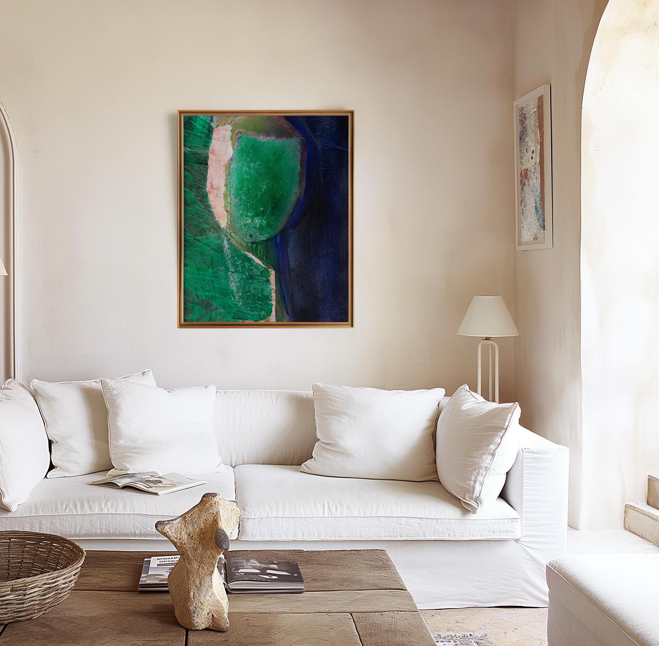 Lost in Greenery - Abstract Emerald Green Blue Wall Art Print