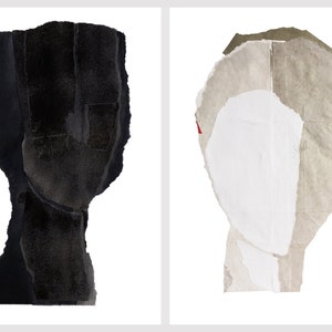 Stampa artistica su larga scala con testa nera del dipinto minimalista originale, arte della parete con testa astratta senza volto immagine 7