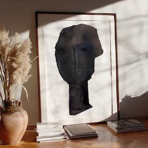 Extra Large Contemporary Art Print with Huge Abstract Head Painting, Modern Black and White Wall Art