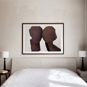The Two - Large Bedroom Art Print of Original Painting, Contemporary Romantic Wall Art, Minimalist Couple Art, Abstract Love Bird Print