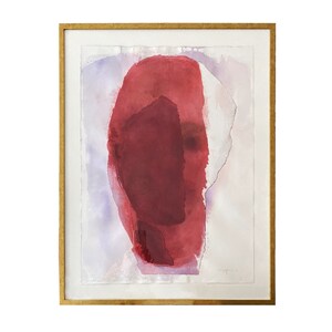 Woman Head in Red - Original Watercolor Painting, Large Framed Artwork, Ready to Hang Wall Art