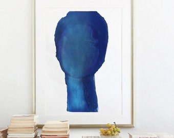 Bright Blue Wall Art, Large Print of Original Painting, Cobalt Blue Abstract Art