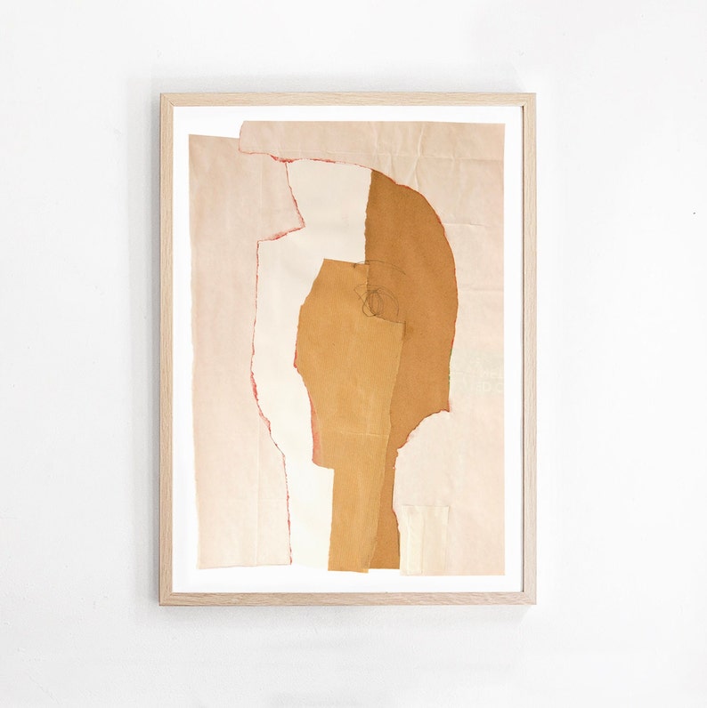 Large Modern Wall Art Decor Beige Abstract Art Print Collage Etsy