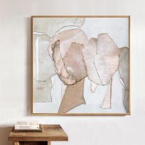 Nessuna paura (quadrato) - Stampa astratta grigio-beige, decorazione da parete neutra alla moda per il soggiorno, grande decorazione estetica per la casa, arte sofisticata