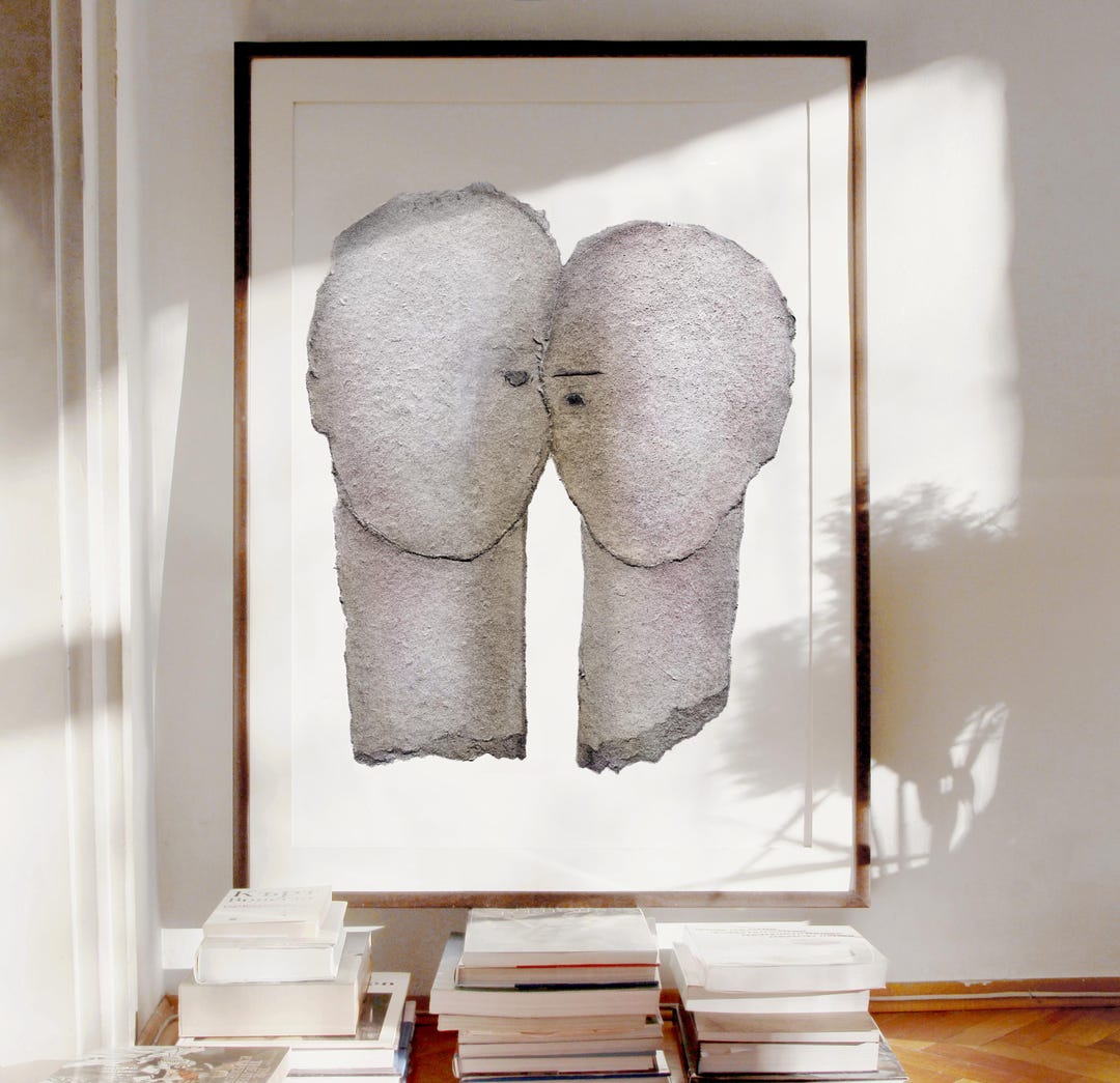 Forever- Abstract Couple Portrait Art Print, Anniversary Gift, Love ...