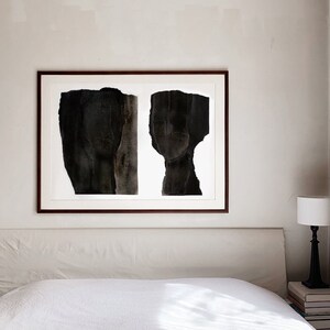 Alongside Minimalist Black and White Print, Bold Wall Art, Abstract Figure Painting, Contemporary Artwork image 1