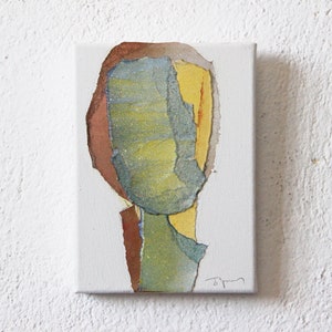 Morning Breeze - Original Contemporary Artwork, Green, Brown and Yellow Abstract Painting Head
