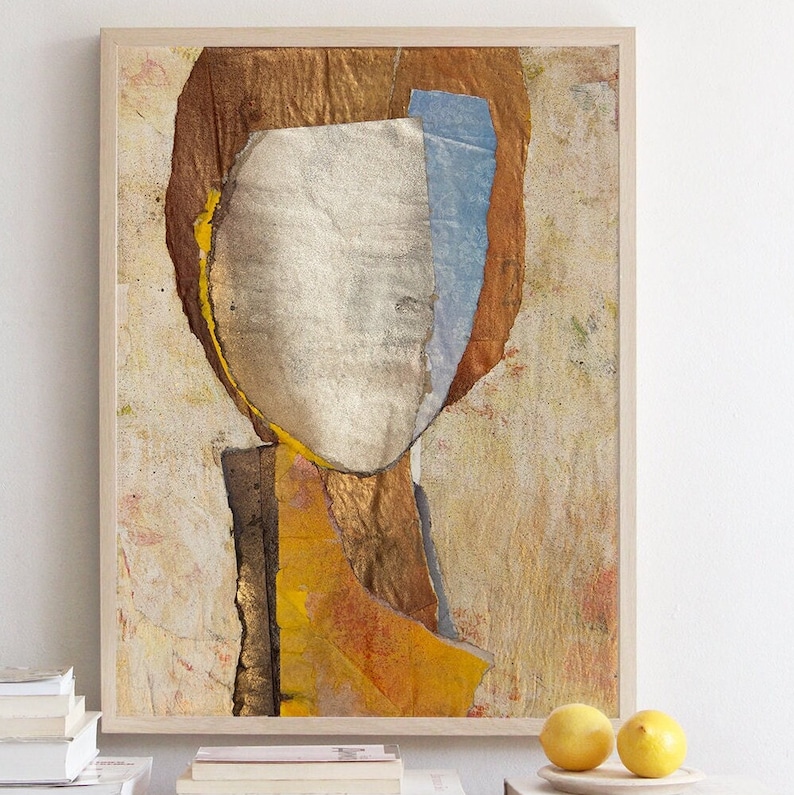 Golden Hour Abstract Yellow Art Print of Original Contemporary Artwork, Large Boho Wall Art image 5