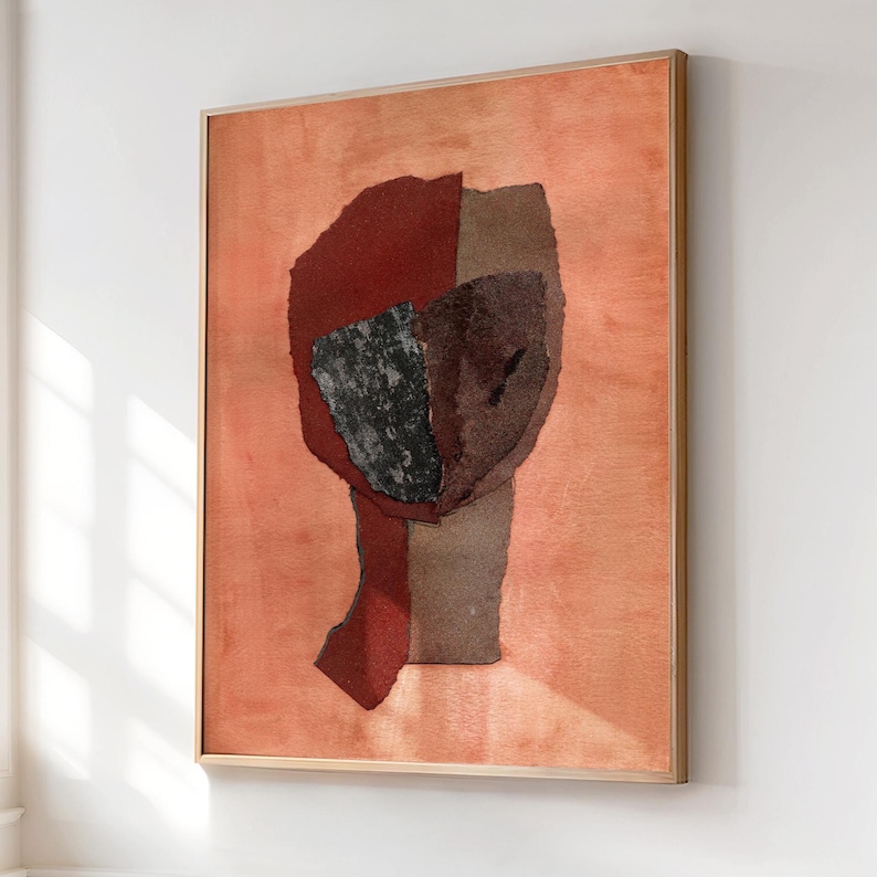 Pry Abstract Minimalist Art Print With Abstract, Dark Red, Brown, Terracotta ...