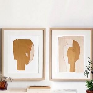 Beige Wall Art Print with Head Collage, Light Modern Living Room Wall Decor, Minimalist Home Decoration image 7