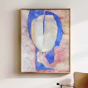 Airy Silhouette - Modern Art Print, Large Abstract Pastel Pink and Blue Wall Art, Contemporary Bright Artwork, Boho Artwork