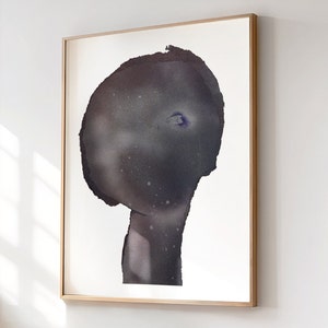 Minimalist Grey Violet Head Art Print, Modern Fine Art Print of Original Painting, Statement Wall Art