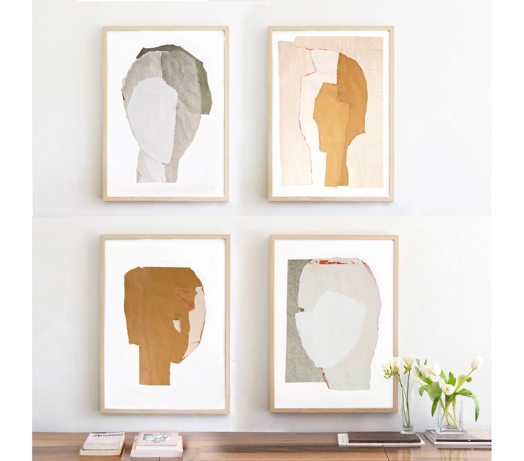 Neutral Gallery Wall Set of 4 Art Prints Beige and Grey Etsy